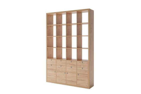 Calgary 6x4 shelving unit with doors and drawers, Bunratty oak