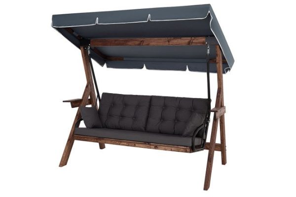 Garden swing Corsica folding 197x195x112 cm, wenge color, gray