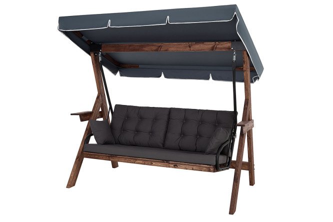 Garden swing Corsica folding 197x195x112 cm, wenge color, gray