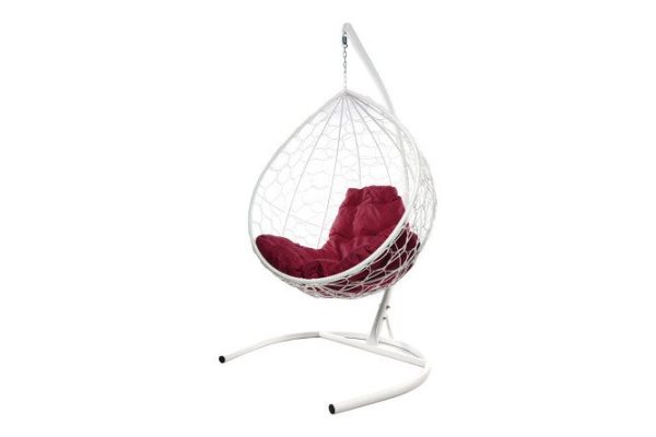 Hanging cocoon chair Drop 72x186x98 cm, base and frame color white, finishing white