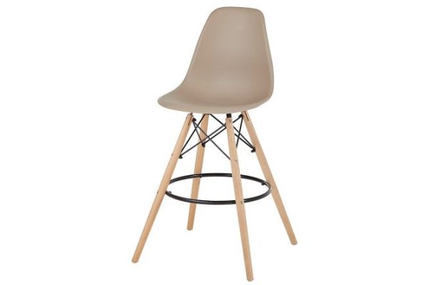 Semi-bar stool Aspen 55x105x55 cm, cappuccino seat color, natural legs, black