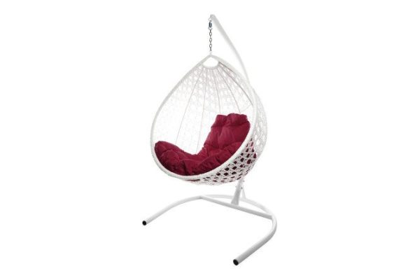 Hanging cocoon chair Drop Lux 72x186x98 cm, base and frame color white, finishing white