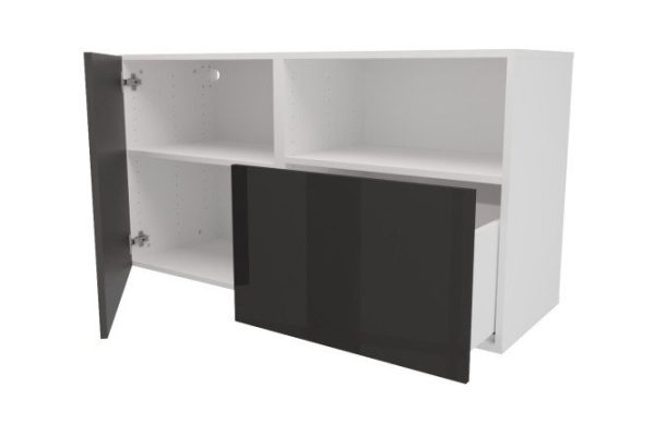 Cabinet with door, shelf and drawer Oscar Amika 120x64 with closers, white / dusty gray gloss