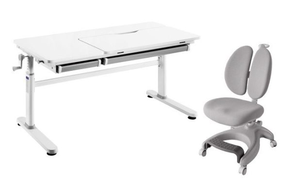 Furniture set: desk Cubby Iris Gray and armchair FunDesk Solerte Gray