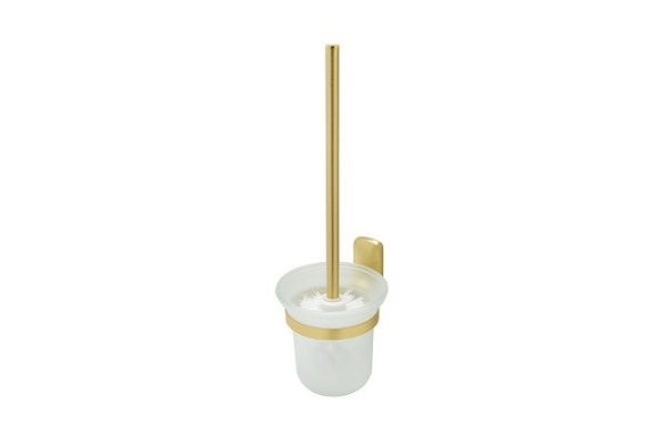 Toilet brush Gold wall mounted Glass, fastening Screw