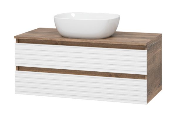 Hanging cabinet Dakota 100 DAK-09100-19/01-2Я with 2 drawers 100 cm, frame color is Halifax oak tin, facade is white, Halifax oak tin