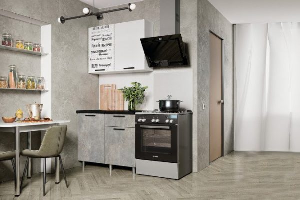 Kitchen set Eva House Rules 100x217.8x60 cm, frame color white, facade white, light cement