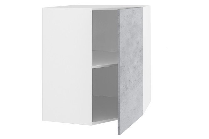 Facade of Amika corner wall cabinet 36.3x71.6 cm, concrete color