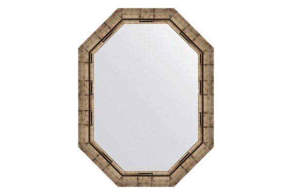 Wall mirror in a baguette frame EVOFORM Polygon BY 7127, silver bamboo 63x83 cm