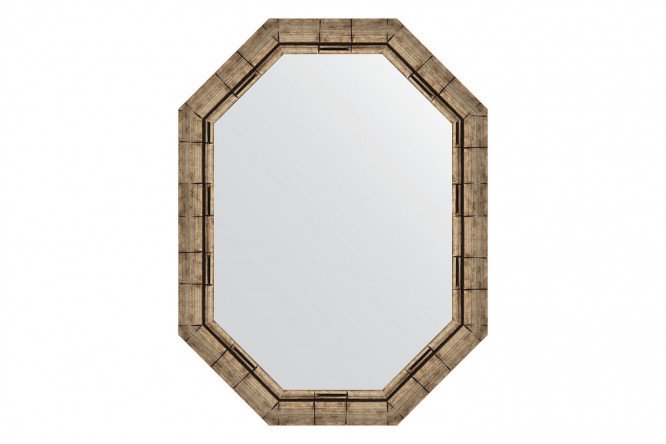 Wall mirror in a baguette frame EVOFORM Polygon BY 7127, silver bamboo 63x83 cm