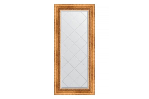 Wall mirror with engraving in a baguette frame EVOFORM Roman gold 56x126 cm