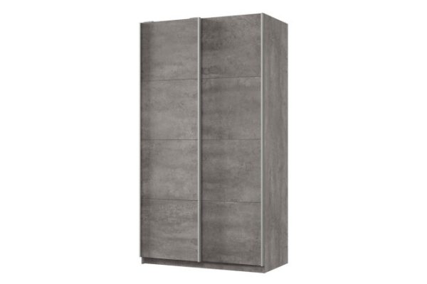 Sliding wardrobe 2-door Praktik 120x220x60 cm, concrete, silver profile