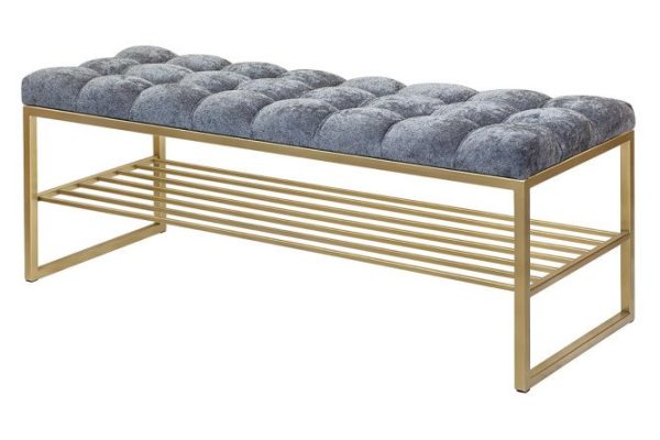 Bench Ruby carriage tie upholstery color dark gray, legs gold