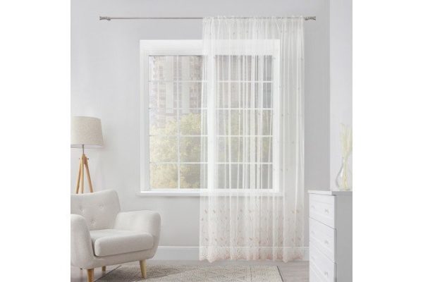 Tulle on ribbon ESTUDI BLANCO Polly 300x280 cm, 1 piece, white, powdery