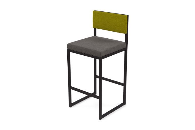 Bar stool Horeca Barnes 40x100x40 cm, upholstery color gray, green, legs black