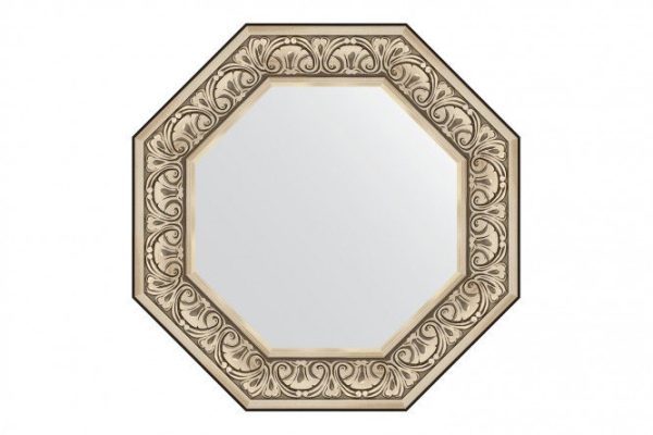 Wall mirror in a baguette frame EVOFORM Octagon BY 7382, baroque silver 65x65 cm