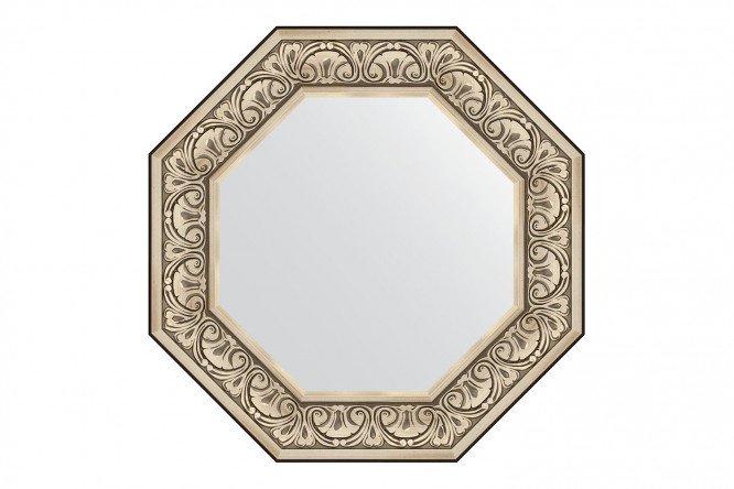 Wall mirror in a baguette frame EVOFORM Octagon BY 7382, baroque silver 65x65 cm