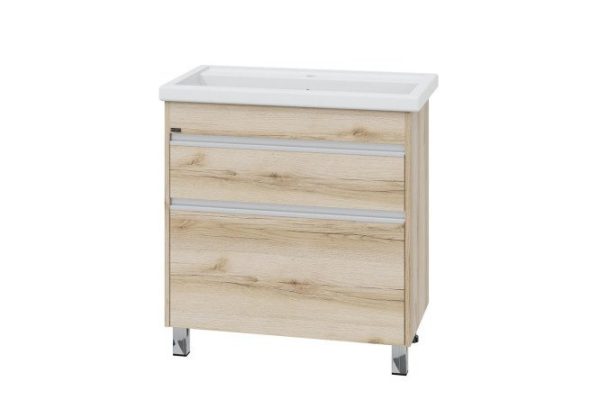Floor stand SANTA Uran 80 700389 2 drawers 81 cm, frame color Austrian oak, facade Austrian oak, white