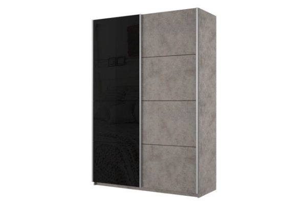 2-door wardrobe Cors 120x230 cm, light concrete, black