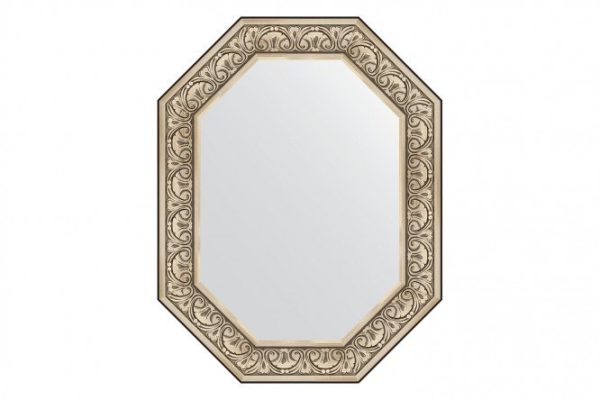 Wall mirror in a baguette frame EVOFORM Polygon BY 7247, baroque silver 70x90 cm