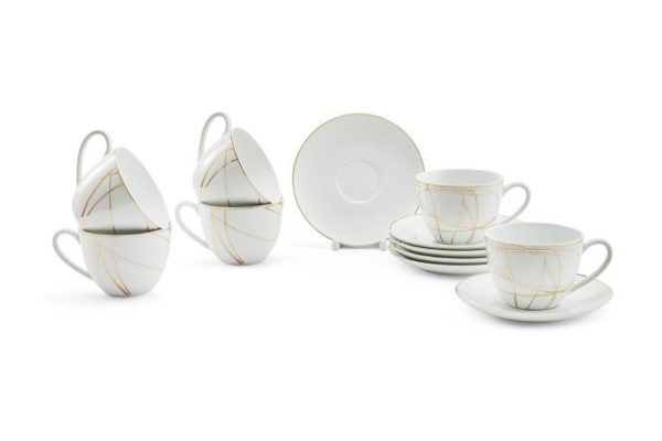 Set of tea pairs EVIO Auri 6 persons, 12 pcs., Porcelain
