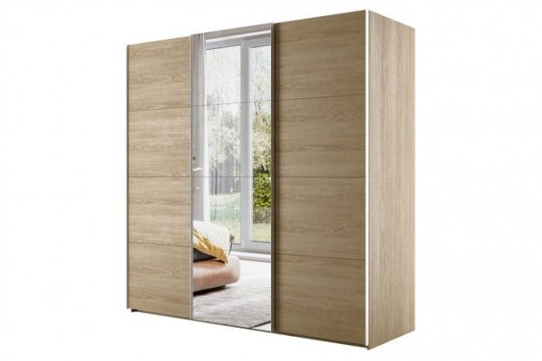 Sliding wardrobe 3-door Comet 300x240 cm Bardolino oak, Bardolino oak facades, mirror