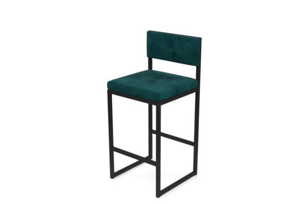 Bar stool Horeca Barnes 40x90x40 cm, upholstery color dark green, legs black