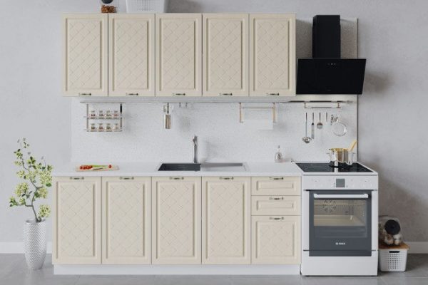 Kitchen set Bianca 200x213.2x47.8 cm, frame color white, facade oak vanilla