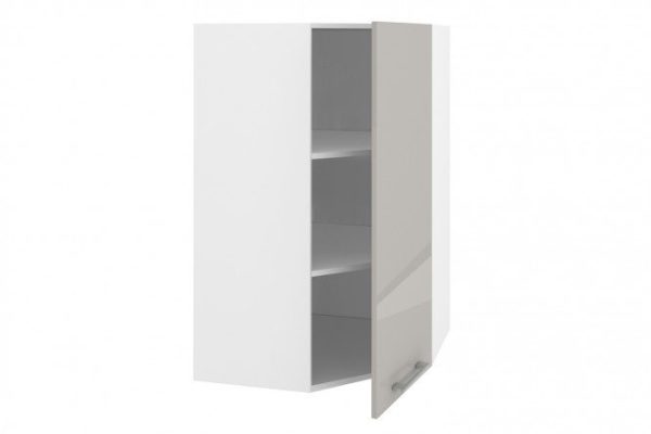 Front for wall-mounted corner cabinet Amika 36.3x95.6 cm, pearl gray glossy color