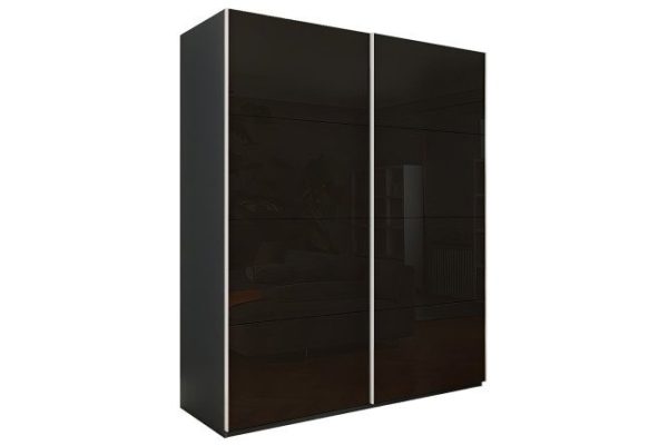 2-door wardrobe Comet 180x220x66 cm, diamond gray, black