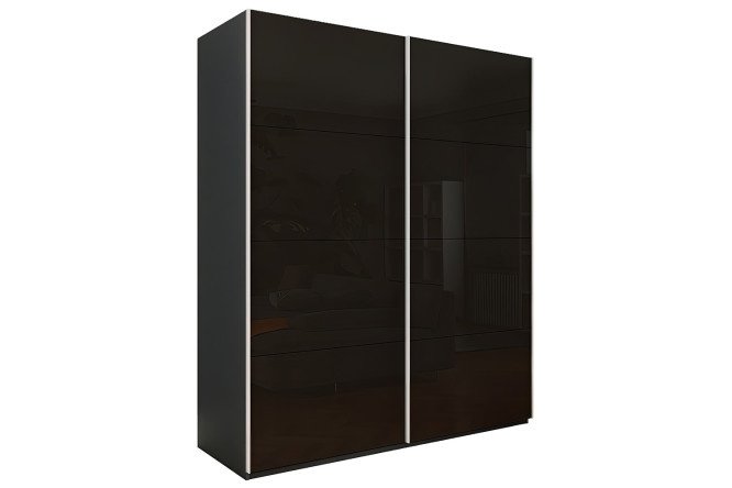 2-door wardrobe Comet 180x220x66 cm, diamond gray, black