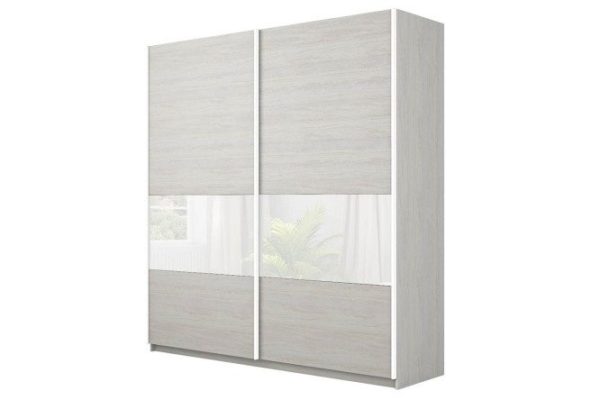 Sliding wardrobe 2-door Chester 220x230 cm, white gloss, light ash anchor, profile - white