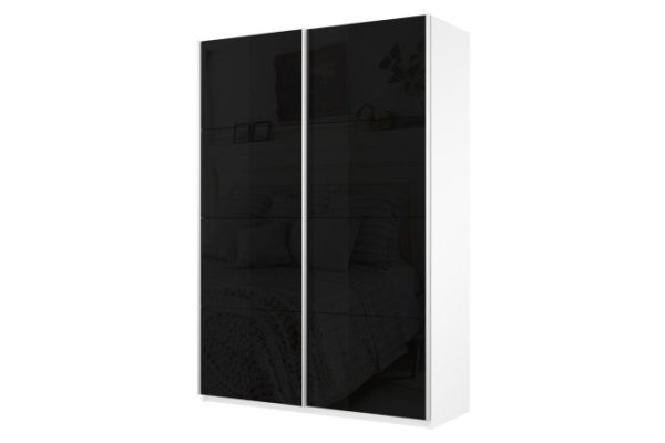 Sliding wardrobe 2-door Cors 120x230 cm, white snow, black facade