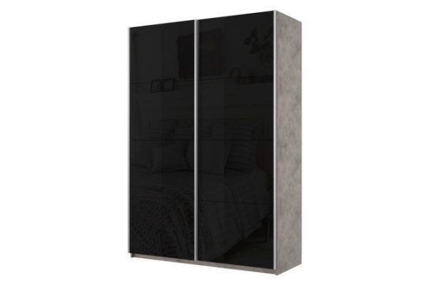 2-door wardrobe Cors 120x230 cm, light concrete, black facade