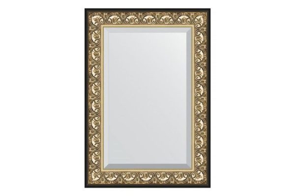 Wall mirror with bevel in a baguette frame EVOFORM baroque gold 60x80 cm