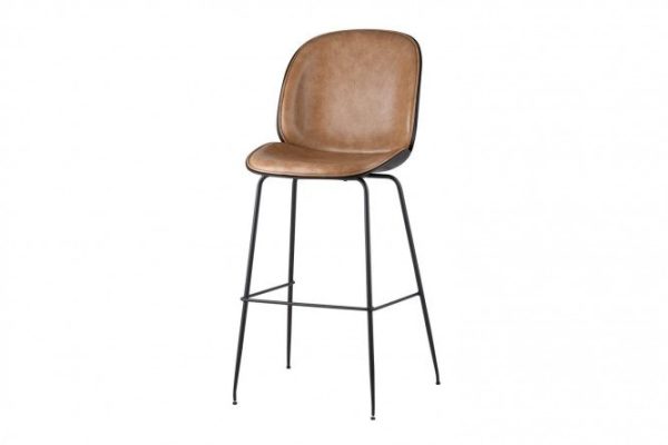 Bar stool with back Turin 46x113x54 cm, beige, black