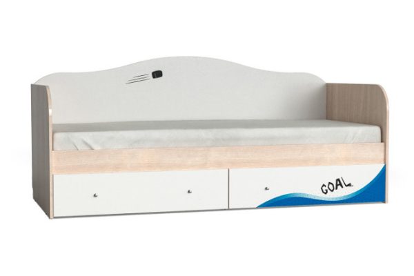 Bed-sofa Hockey 80x190 cm color shimo ash light, white silk