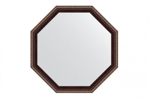 Wall mirror in a baguette frame EVOFORM Octagon BY 7397, mahogany with ornament 64x64 cm