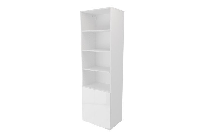 Wardrobe 1 door and 4 shelves Oscar Amika 60x192, white / white gloss