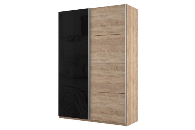 Sliding wardrobe 2-door Cors 160x230 cm, Sonoma, Sonoma facade, black