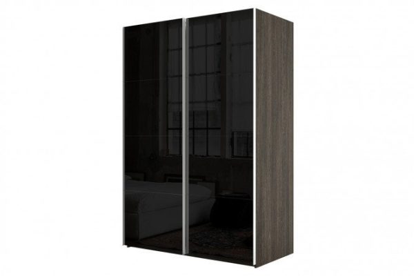 Sliding wardrobe 2-door Comet 200x220 cm wenge Mali, black glass facades