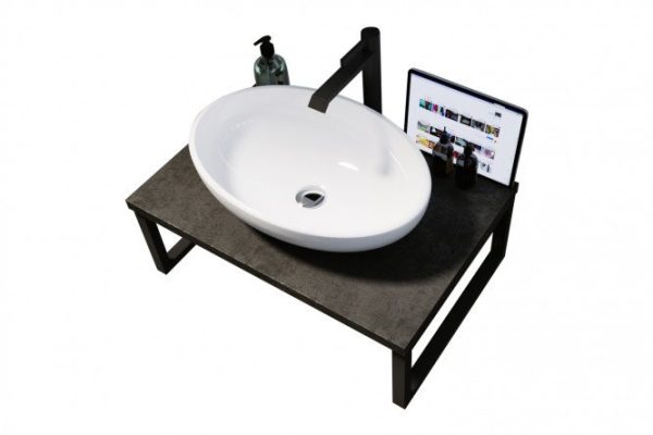 Tabletop 1Marka Grunge Loft 100 cm, color concrete dark gray, black