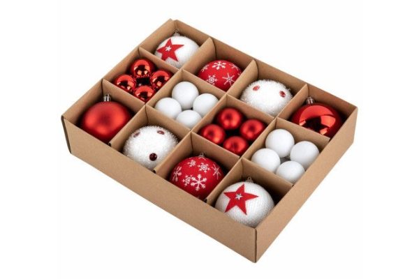 Set of Christmas balls Red white 40 pcs.