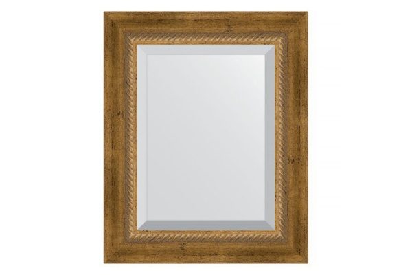 Wall mirror with bevel in a baguette frame EVOFORM BY 3354 aged bronze with wickerwork 43x53 cm