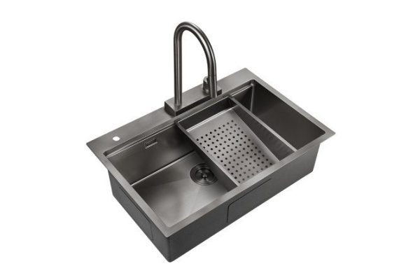 Inset sink with mixer MILACIO Steel Denia 75 MC.77429 50x75x22.5 cm