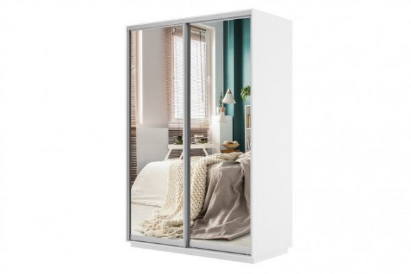 Sliding wardrobe 2-door Slide 140x240x60 cm, white snow, with two mirrors