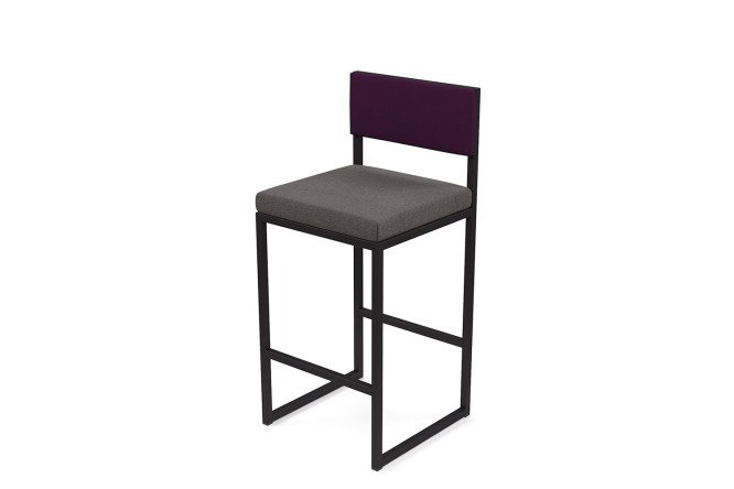 Bar stool Horeca Barnes 40x90x40 cm, upholstery color gray, purple, legs black
