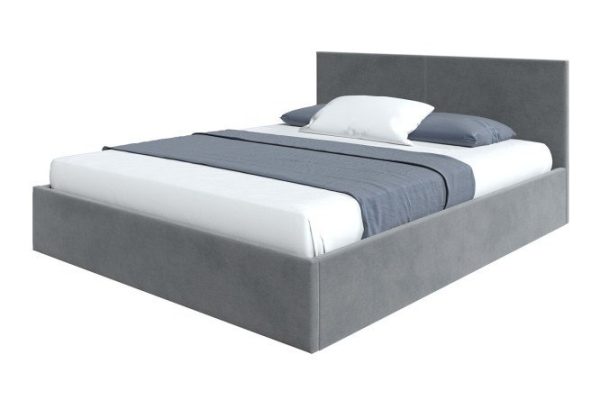 Bed with lifting mechanism Astra 160x200 cm, gray, velor