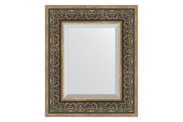 Wall mirror with bevel in a baguette frame EVOFORM BY 3371 silver monogram 49x59 cm