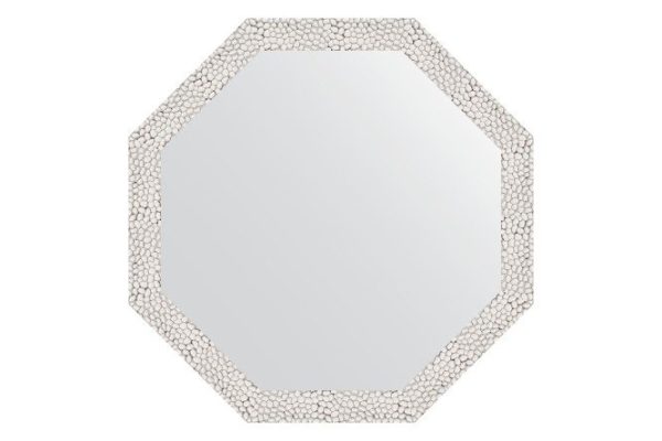 Wall mirror in a baguette frame EVOFORM Octagon BY 3677, white embossing 58.2x58.2 cm